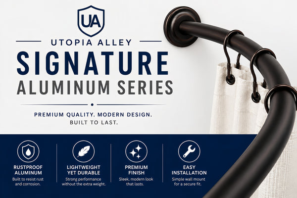 Utopia Alley CR2RB Signature Aluminum Series Curved Shower Curtain Rod - Rustproof Aluminum Wall Mount Rod, Adjustable 45 to 72 Inch, Adds Up to 8 Inches of Extra Shower Space, Oil Rubbed Bronze Finish