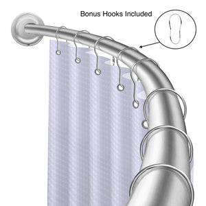 Utopia Alley CR2SS Aluminum Rustproof Wall Mounted Single Curved Shower Rod, adjustable from 45" to 72" Wide, Chrome