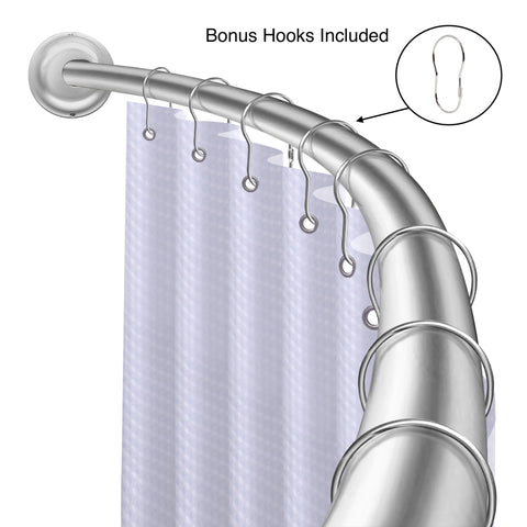 Utopia Alley CR2SS Aluminum Rustproof Wall Mounted Single Curved Shower Rod, adjustable from 45" to 72" Wide, Chrome
