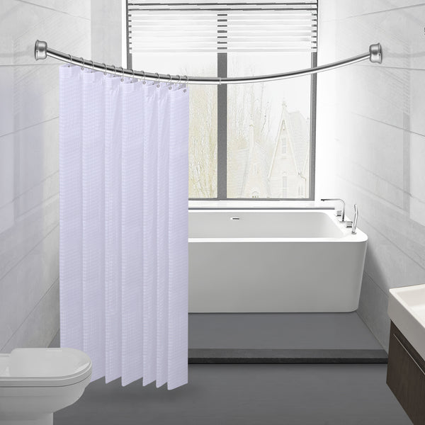 Utopia Alley CR2SS Aluminum Rustproof Wall Mounted Single Curved Shower Rod, adjustable from 45" to 72" Wide, Chrome