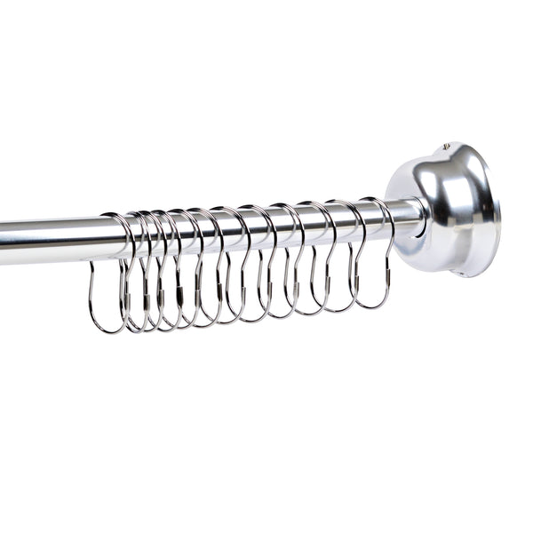 Utopia Alley CR2SS Aluminum Rustproof Wall Mounted Single Curved Shower Rod, adjustable from 45" to 72" Wide, Chrome
