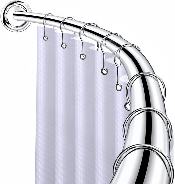 Utopia Alley CR2SS Signature Aluminum Series Curved Shower Curtain Rod - Rustproof Aluminum Wall Mount Rod, Adjustable 45 to 72 Inch, Adds Up to 8 Inches of Extra Shower Space, Chrome Finish