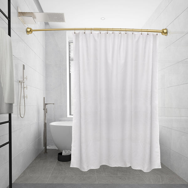 Utopia Alley CR9XX Rustproof Fixed Mount Single Curved Shower Rod, Aluminum, adjustable from 45" to 72" Wide, Includes Shower Rings and PEVA Liner