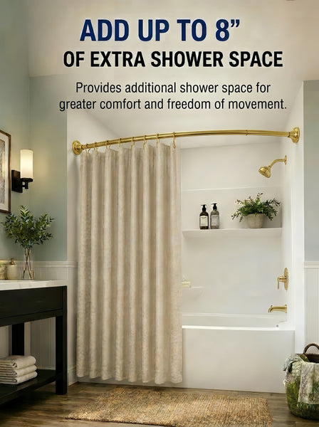 CR9XX Shower Suite by Utopia Alley – Rustproof Aluminum Curved Shower Curtain Rod Combo Set with Liner & 12 Hooks, Adjustable 45–72 Inch Wall Mount Rod