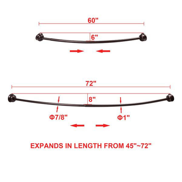 Utopia Alley CR9XX 72" Aluminum Curved Rod, includes Shower Rings and PEVA Liner