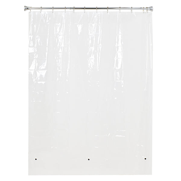 Utopia Alley CR9XX Rustproof Wall Mounted Single Curved Shower Rod, Aluminum, adjustable from 45" to 72" Wide, Includes Shower Rings and PEVA Liner