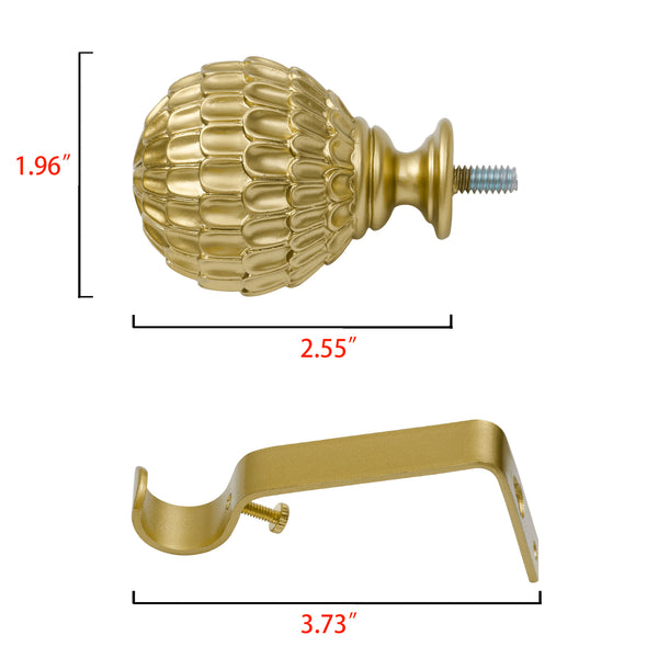 Utopia Alley D18XX 3/4" Diameter Adjustable Heavy-Duty Decorative Curtain Rod with Ornate Endcaps for Indoor Outdoor Use, Fits Living Room, Bedroom, Kitchen & Patio, Gold