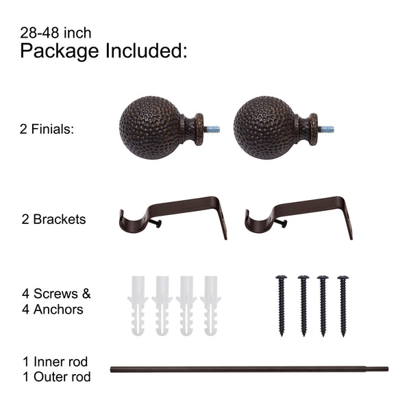 Utopia Alley D20XX 3/4" Diameter Adjustable Heavy-Duty Decorative Curtain Rod with Ornate Endcaps for Indoor Outdoor Use, Fits Living Room, Bedroom, Kitchen & Patio, Oil Rubbed Bronze