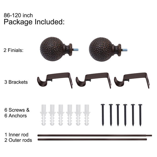 Utopia Alley D20XX 3/4" Diameter Adjustable Heavy-Duty Decorative Curtain Rod with Ornate Endcaps for Indoor Outdoor Use, Fits Living Room, Bedroom, Kitchen & Patio, Oil Rubbed Bronze