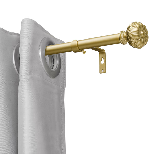 Utopia Alley D21XX 3/4" Diameter Adjustable Heavy-Duty Decorative Curtain Rod with Ornate Endcaps for Indoor Outdoor Use, Fits Living Room, Bedroom, Kitchen & Patio, Gold