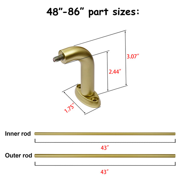 Utopia Alley D22XX 5/8" Diameter Adjustable Heavy-Duty Decorative Curtain Rod with Ornate Endcaps for Indoor Outdoor Use, Fits Living Room, Bedroom, Kitchen & Patio