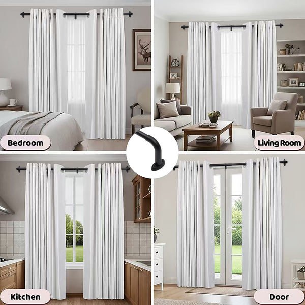 Utopia Alley D22XX 5/8" Diameter Adjustable Heavy-Duty Decorative Curtain Rod with Ornate Endcaps for Indoor Outdoor Use, Fits Living Room, Bedroom, Kitchen & Patio