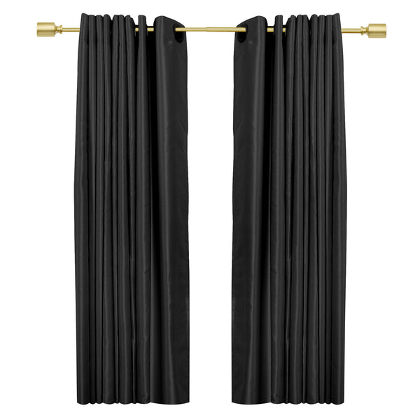 Utopia Alley D72Z/D72GD Curtain Rod with Decorative Cap Finial, 28-48", Black & Gold