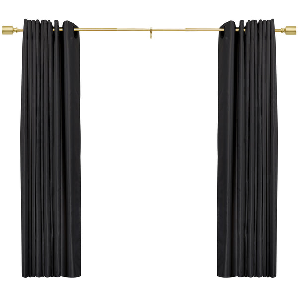 Utopia Alley D78Z/D78GD Curtain Rod with Decorative Cap Finial, 86-120", Black & Gold