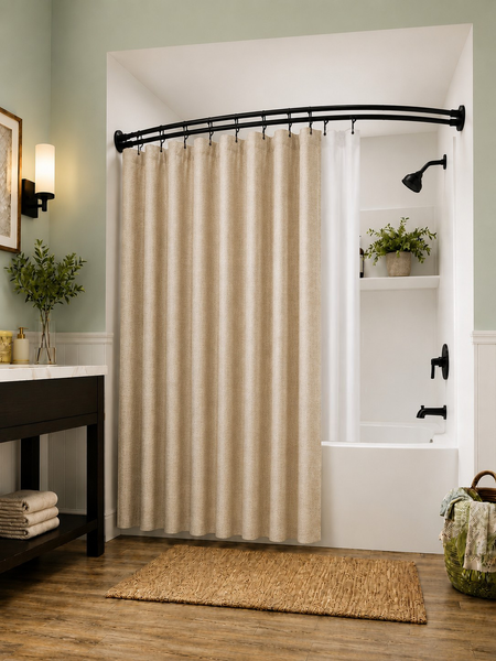Utopia Alley DCR2XX Signature Aluminum Series Double Curved Shower Curtain Rod, Adjustable 45-72 Inch, Rustproof Aluminum, Dual Rod Design, Separates Curtain & Liner, Adds 8 Inches More Space