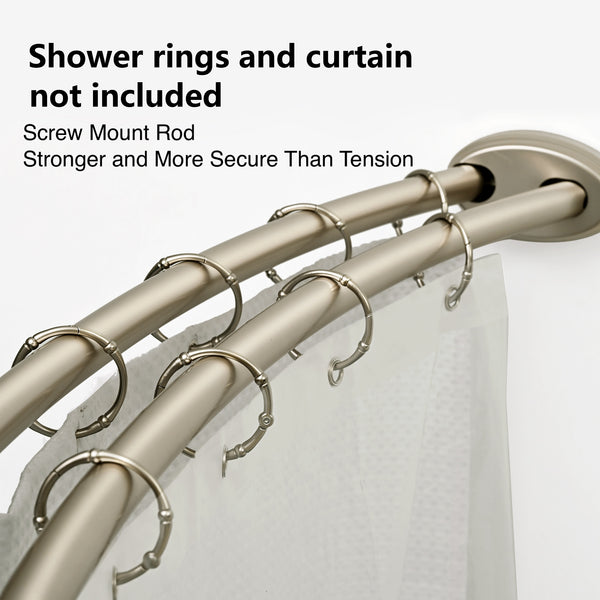 Utopia Alley DCR2XX Rustproof Wall Mounted Aluminum Double Curved Shower Curtain Rod, Screw Mount Rod, Stronger and More Secure Than Tension, Adjustable Double Shower Rod from 45" to 72", Expandable