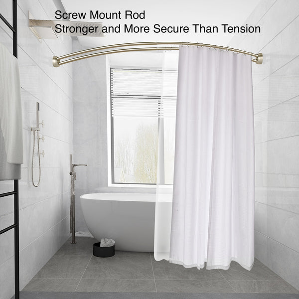 Utopia Alley DCR2XX Rustproof Wall Mounted Aluminum Double Curved Shower Curtain Rod, Screw Mount Rod, Stronger and More Secure Than Tension, Adjustable Double Shower Rod from 45" to 72", Expandable