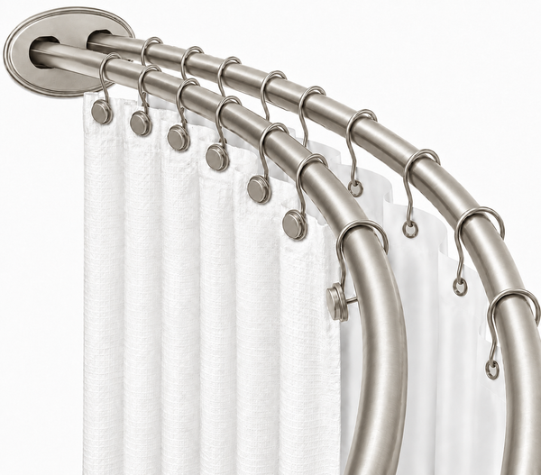 Utopia Alley DCR2XX Signature Aluminum Series Double Curved Shower Curtain Rod, Adjustable 45-72 Inch, Rustproof Aluminum, Dual Rod Design, Separates Curtain & Liner, Adds 8 Inches More Space
