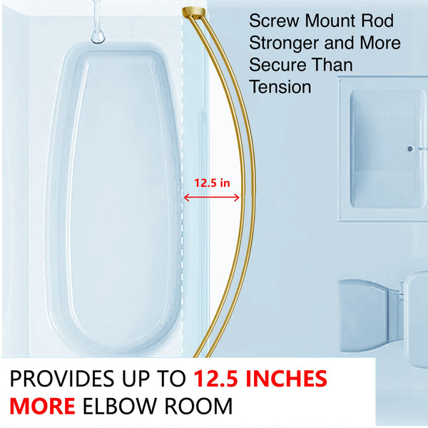 Utopia Alley DCR2XX Rustproof Wall Mounted Aluminum Double Curved Shower Curtain Rod, Screw Mount Rod, Stronger and More Secure Than Tension, Adjustable Double Shower Rod from 45" to 72", Expandable