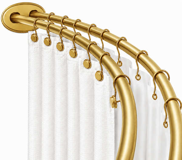 Utopia Alley DCR2XX Signature Aluminum Series Double Curved Shower Curtain Rod, Adjustable 45-72 Inch, Rustproof Aluminum, Dual Rod Design, Separates Curtain & Liner, Adds 8 Inches More Space