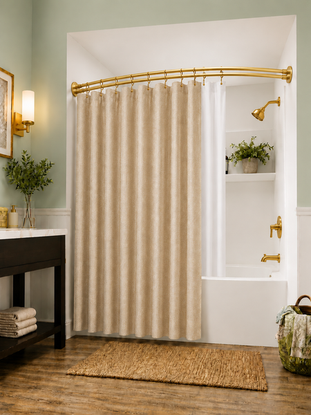 Utopia Alley DCR2XX Signature Aluminum Series Double Curved Shower Curtain Rod, Adjustable 45-72 Inch, Rustproof Aluminum, Dual Rod Design, Separates Curtain & Liner, Adds 8 Inches More Space