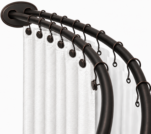 Utopia Alley DCR2XX Signature Aluminum Series Double Curved Shower Curtain Rod, Adjustable 45-72 Inch, Rustproof Aluminum, Dual Rod Design, Separates Curtain & Liner, Adds 8 Inches More Space
