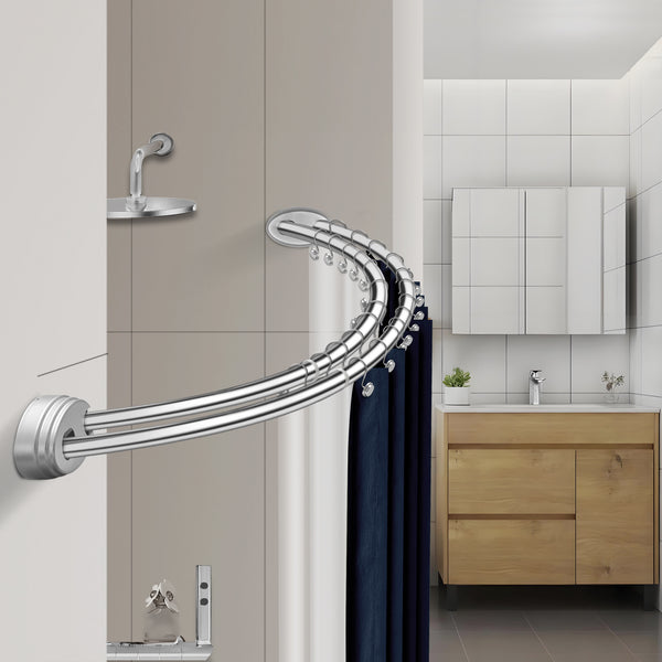 Utopia Alley DCR2XX Rustproof Wall Mounted Aluminum Double Curved Shower Curtain Rod, Screw Mount Rod, Stronger and More Secure Than Tension, Adjustable Double Shower Rod from 45" to 72", Expandable
