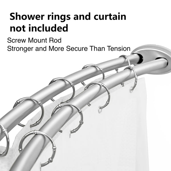 Utopia Alley DCR2XX Rustproof Wall Mounted Aluminum Double Curved Shower Curtain Rod, Screw Mount Rod, Stronger and More Secure Than Tension, Adjustable Double Shower Rod from 45" to 72", Expandable