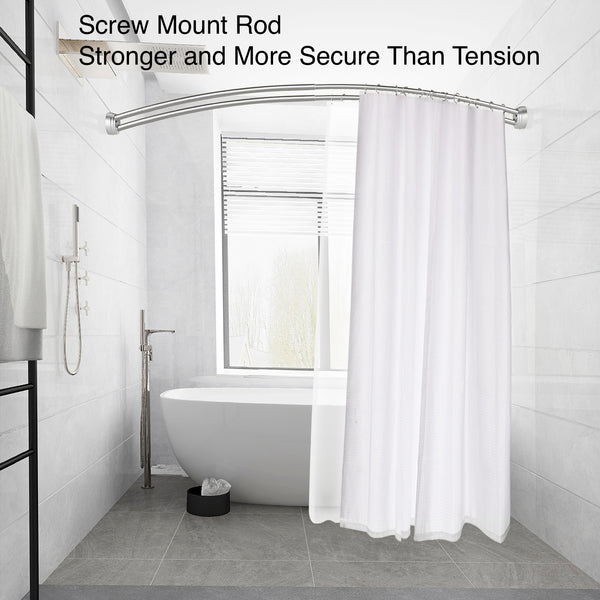 Utopia Alley DCR2XX Rustproof Wall Mounted Aluminum Double Curved Shower Curtain Rod, Screw Mount Rod, Stronger and More Secure Than Tension, Adjustable Double Shower Rod from 45" to 72", Expandable