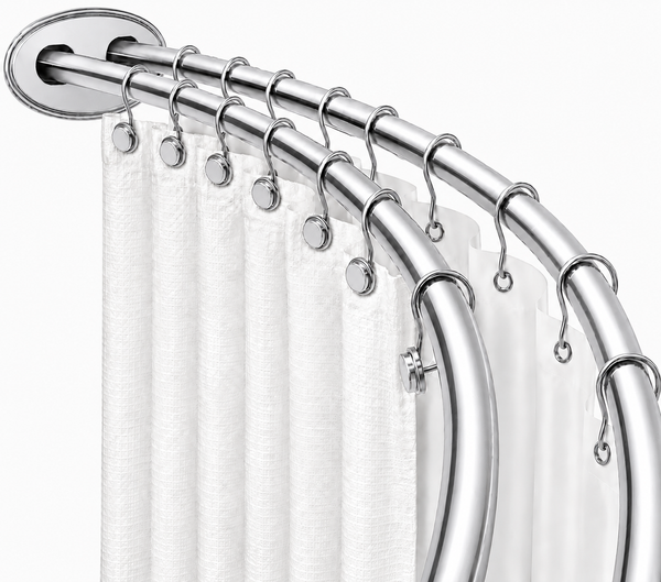 Utopia Alley DCR2XX Signature Aluminum Series Double Curved Shower Curtain Rod, Adjustable 45-72 Inch, Rustproof Aluminum, Dual Rod Design, Separates Curtain & Liner, Adds 8 Inches More Space