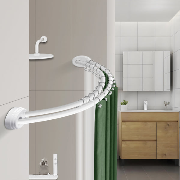 Utopia Alley DCR2XX Rustproof Wall Mounted Aluminum Double Curved Shower Curtain Rod, Screw Mount Rod, Stronger and More Secure Than Tension, Adjustable Double Shower Rod from 45" to 72", Expandable