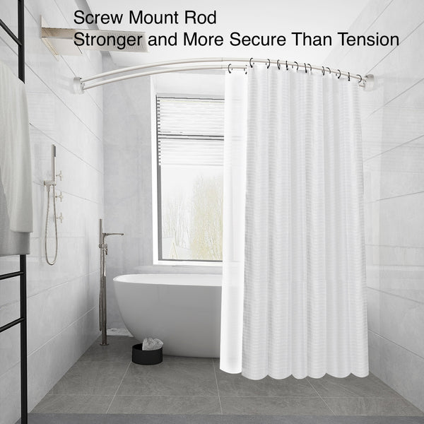 Utopia Alley DCR2XX Rustproof Wall Mounted Aluminum Double Curved Shower Curtain Rod, Screw Mount Rod, Stronger and More Secure Than Tension, Adjustable Double Shower Rod from 45" to 72", Expandable