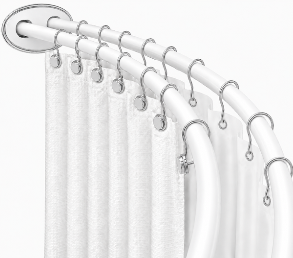 Utopia Alley DCR2XX Signature Aluminum Series Double Curved Shower Curtain Rod, Adjustable 45-72 Inch, Rustproof Aluminum, Dual Rod Design, Separates Curtain & Liner, Adds 8 Inches More Space