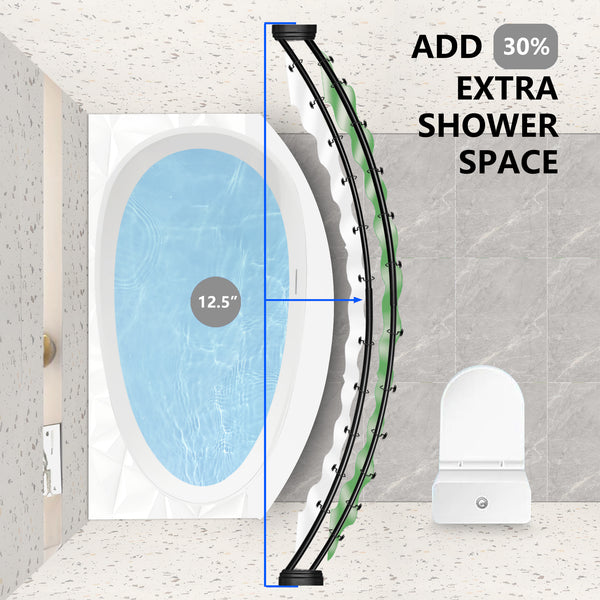 Utopia Alley DCR9XX Rustproof Wall Mounted Aluminum Double Curved Shower Curtain Rod, Screw Mount Rod, Stronger and More Secure Than Tension, Adjustable Double Shower Rod from 45" to 72", Expandable, Includes shower liner and shower hooks