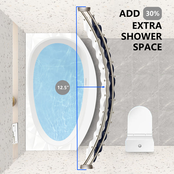 Utopia Alley DCR9XX Rustproof Wall Mounted Aluminum Double Curved Shower Curtain Rod, Screw Mount Rod, Stronger and More Secure Than Tension, Adjustable Double Shower Rod from 45" to 72", Expandable, Includes shower liner and shower hooks