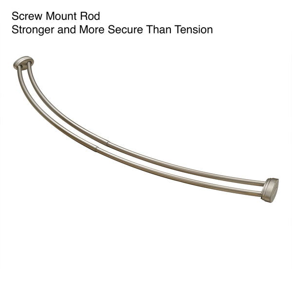 Utopia Alley DCR9XX Rustproof Wall Mounted Aluminum Double Curved Shower Curtain Rod, Screw Mount Rod, Stronger and More Secure Than Tension, Adjustable Double Shower Rod from 45" to 72", Expandable, Includes shower liner and shower hooks
