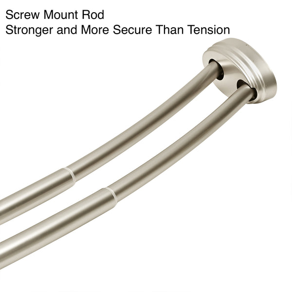Utopia Alley DCR9XX Rustproof Wall Mounted Aluminum Double Curved Shower Curtain Rod, Screw Mount Rod, Stronger and More Secure Than Tension, Adjustable Double Shower Rod from 45" to 72", Expandable, Includes shower liner and shower hooks