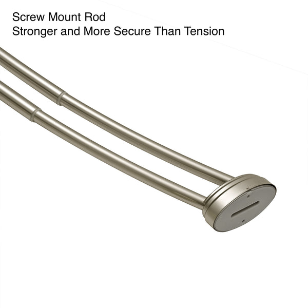 Utopia Alley DCR9XX Rustproof Wall Mounted Aluminum Double Curved Shower Curtain Rod, Screw Mount Rod, Stronger and More Secure Than Tension, Adjustable Double Shower Rod from 45" to 72", Expandable, Includes shower liner and shower hooks