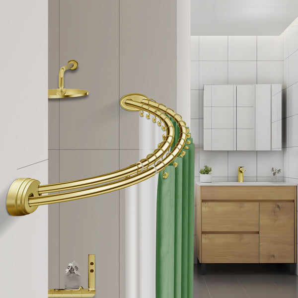 Utopia Alley DCR9XX Rustproof Wall Mounted Aluminum Double Curved Shower Curtain Rod, Screw Mount Rod, Stronger and More Secure Than Tension, Adjustable Double Shower Rod from 45" to 72", Expandable, Includes shower liner and shower hooks