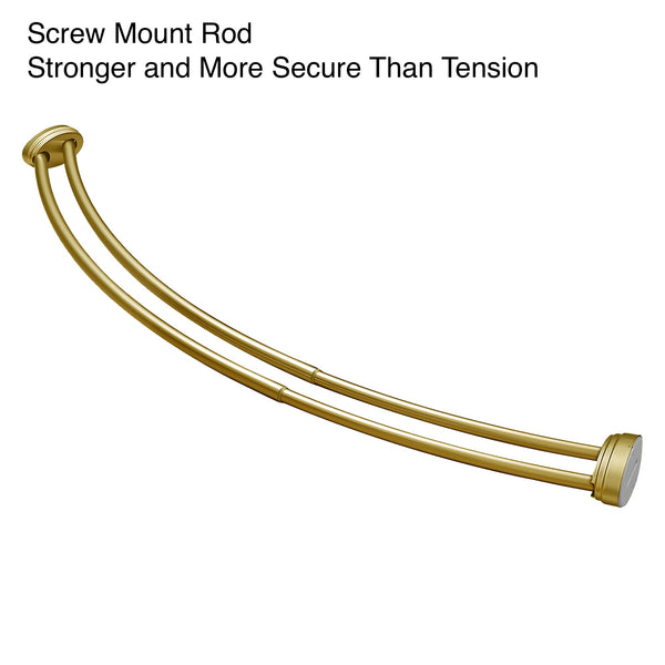Utopia Alley DCR9XX Rustproof Wall Mounted Aluminum Double Curved Shower Curtain Rod, Screw Mount Rod, Stronger and More Secure Than Tension, Adjustable Double Shower Rod from 45" to 72", Expandable, Includes shower liner and shower hooks