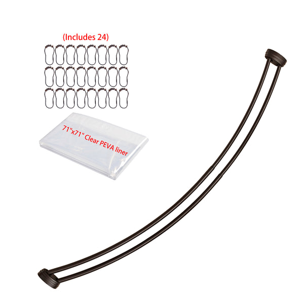 Utopia Alley DCR9XX Rustproof Wall Mounted Aluminum Double Curved Shower Curtain Rod, Screw Mount Rod, Stronger and More Secure Than Tension, Adjustable Double Shower Rod from 45" to 72", Expandable, Includes shower liner and shower hooks