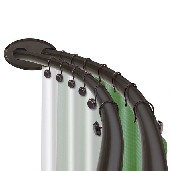 Utopia Alley DCR9XX Rustproof Wall Mounted Aluminum Double Curved Shower Curtain Rod, Screw Mount Rod, Stronger and More Secure Than Tension, Adjustable Double Shower Rod from 45" to 72", Expandable, Includes shower liner and shower hooks