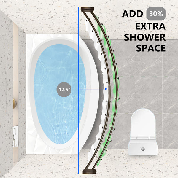 Utopia Alley DCR9XX Rustproof Wall Mounted Aluminum Double Curved Shower Curtain Rod, Screw Mount Rod, Stronger and More Secure Than Tension, Adjustable Double Shower Rod from 45" to 72", Expandable, Includes shower liner and shower hooks