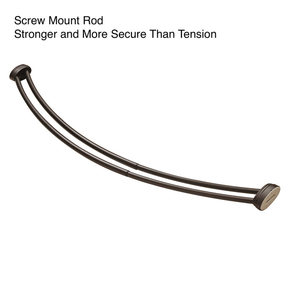 Utopia Alley DCR9XX Rustproof Wall Mounted Aluminum Double Curved Shower Curtain Rod, Screw Mount Rod, Stronger and More Secure Than Tension, Adjustable Double Shower Rod from 45" to 72", Expandable, Includes shower liner and shower hooks