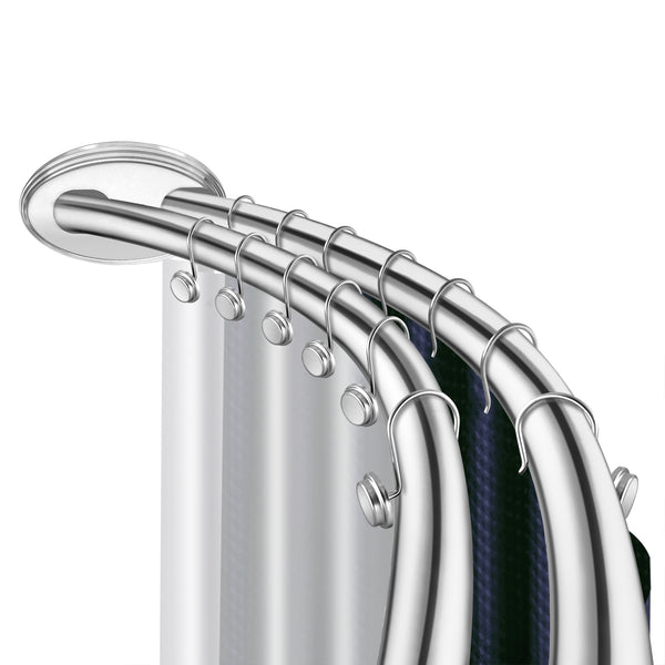 Utopia Alley DCR9XX Rustproof Wall Mounted Aluminum Double Curved Shower Curtain Rod, Screw Mount Rod, Stronger and More Secure Than Tension, Adjustable Double Shower Rod from 45" to 72", Expandable, Includes shower liner and shower hooks