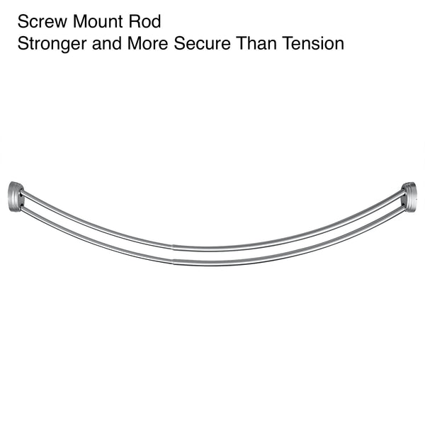 Utopia Alley DCR9XX Rustproof Wall Mounted Aluminum Double Curved Shower Curtain Rod, Screw Mount Rod, Stronger and More Secure Than Tension, Adjustable Double Shower Rod from 45" to 72", Expandable, Includes shower liner and shower hooks