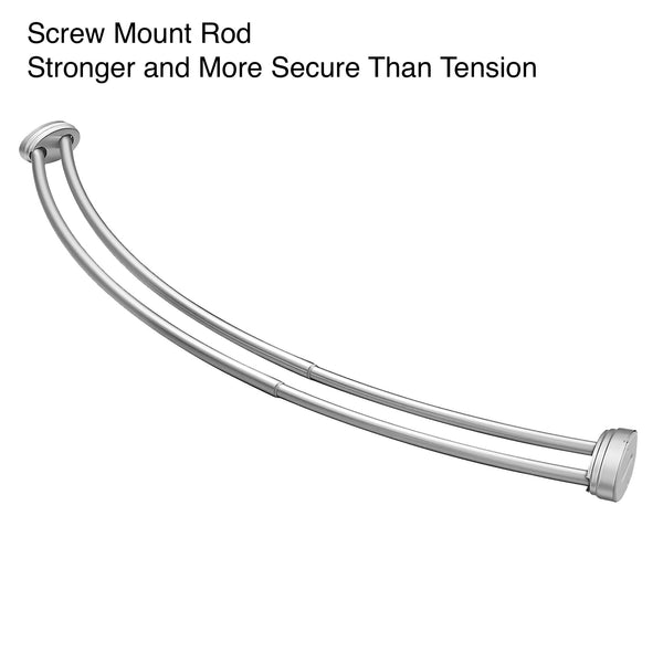 Utopia Alley DCR9XX Rustproof Wall Mounted Aluminum Double Curved Shower Curtain Rod, Screw Mount Rod, Stronger and More Secure Than Tension, Adjustable Double Shower Rod from 45" to 72", Expandable, Includes shower liner and shower hooks