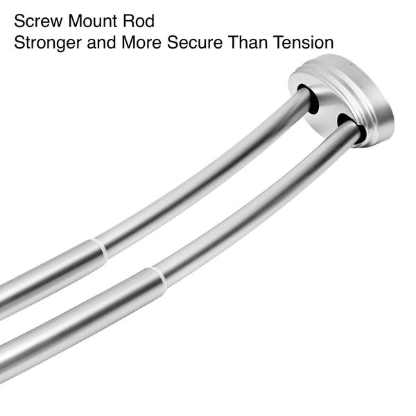 Utopia Alley DCR9XX Rustproof Wall Mounted Aluminum Double Curved Shower Curtain Rod, Screw Mount Rod, Stronger and More Secure Than Tension, Adjustable Double Shower Rod from 45" to 72", Expandable, Includes shower liner and shower hooks