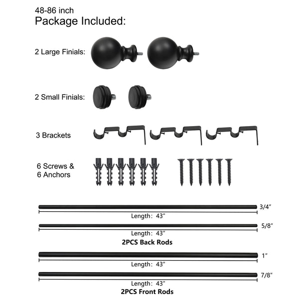 Utopia Alley DD15 double curtain rod multipack