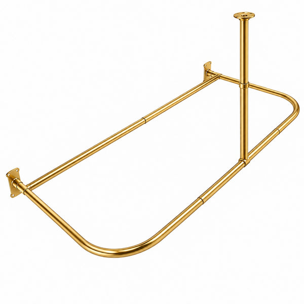 Utopia Alley DR1XX Signature Aluminum Series Freestanding Tub Shower Curtain Rod - D-Shaped Rustproof Aluminum with Ceiling Support, 60x25 Inch